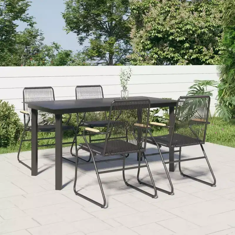 vidaXL Garden Dining Set Black