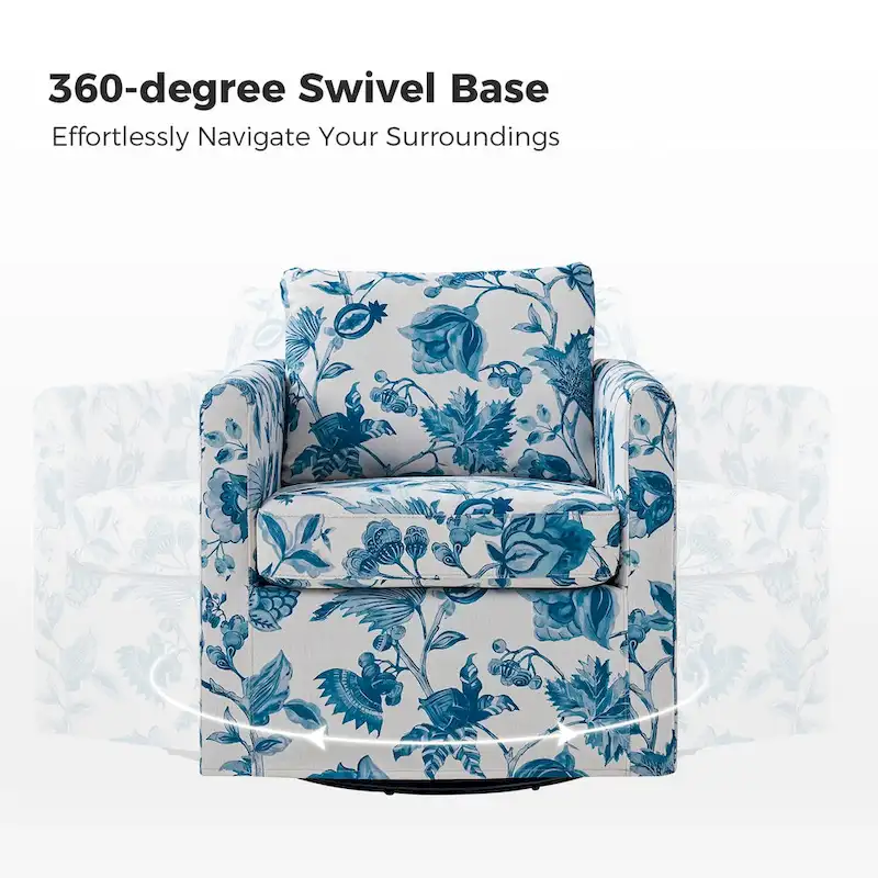 Erkenbald Modern Slipcovered Swivel Chair with Removable Cushion by HULALA HOME