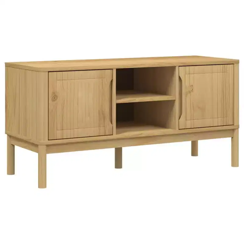 vidaXL TV Stand Floro - Solid Pine Wood, Wax Brown 44.9x16.9x21.7 - Modern Cabinet for Living Room