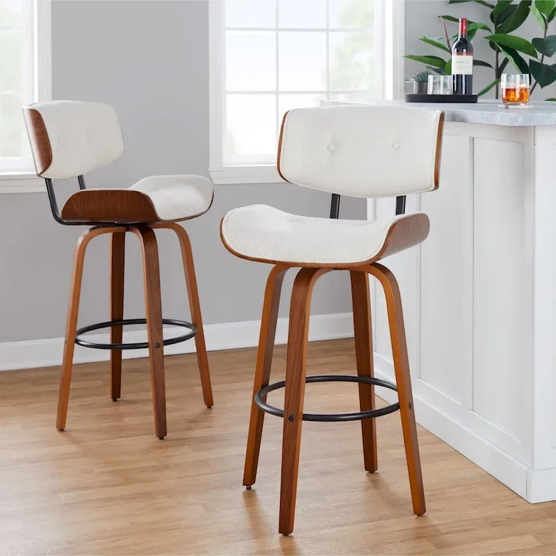 30 Fixed-Height Bar Stool with Bent Wood Legs (of 2)