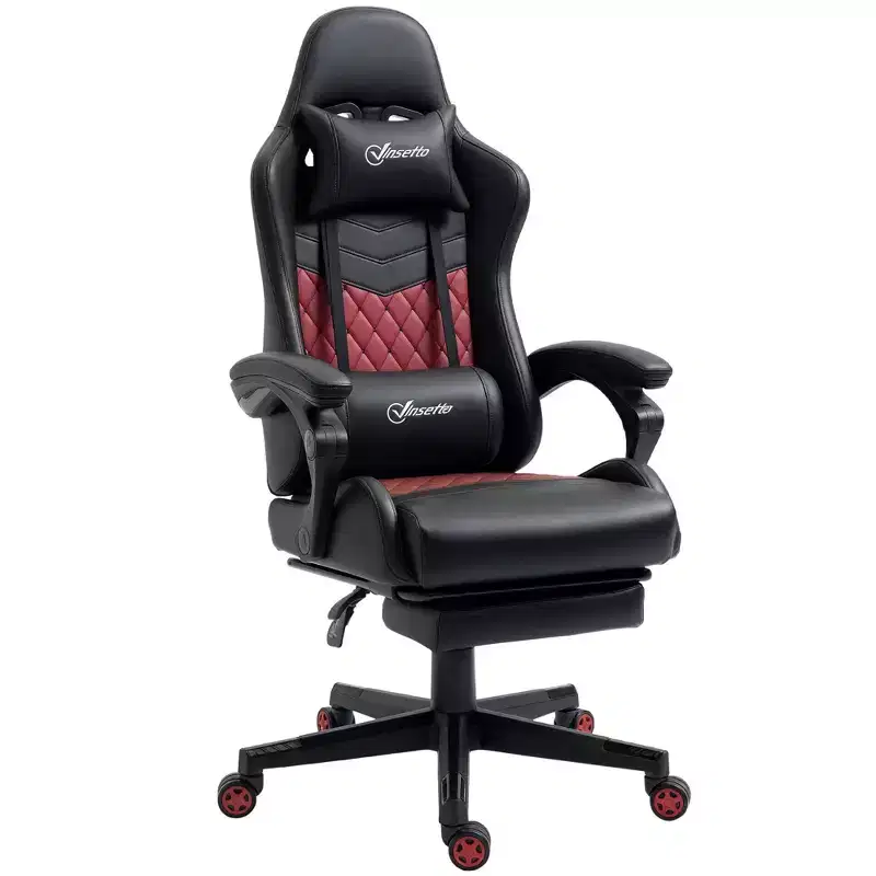 Vinsetto Racing Gaming Chair Diamond PU Leather Office Gamer Chair High Back Swivel Recliner with Footrest, Lumbar Support, Adjustable Height