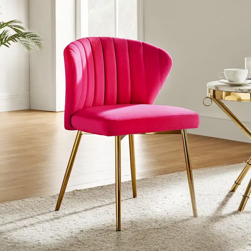 Luna Modern Glam Upholstered Tufted Back Side Accent Dining Chair with Small Base by HULALA HOME