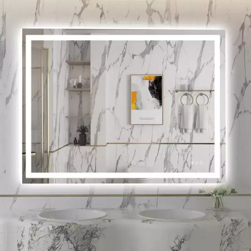 48x36 Wall LED Bathroom Mirror Shatter-Proof, ETL Anti-Fog Vanity Mirror Stepless Dimmable