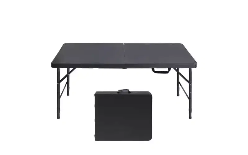 4FT Heavy Duty Folding Table, Portable Plastic Foldable Table with Handle, Anti-Slip Feet, Waterproof & Easy to Clean, for Indoor Outdoor Use