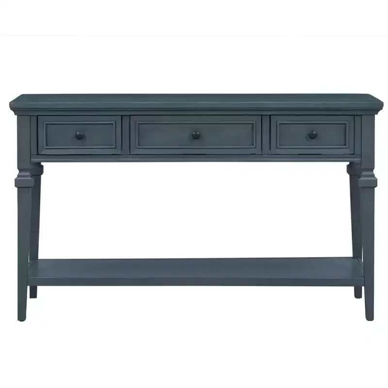 Whisen Classic Retro Style Console Table with 3-Top Drawers and Open Shelf
