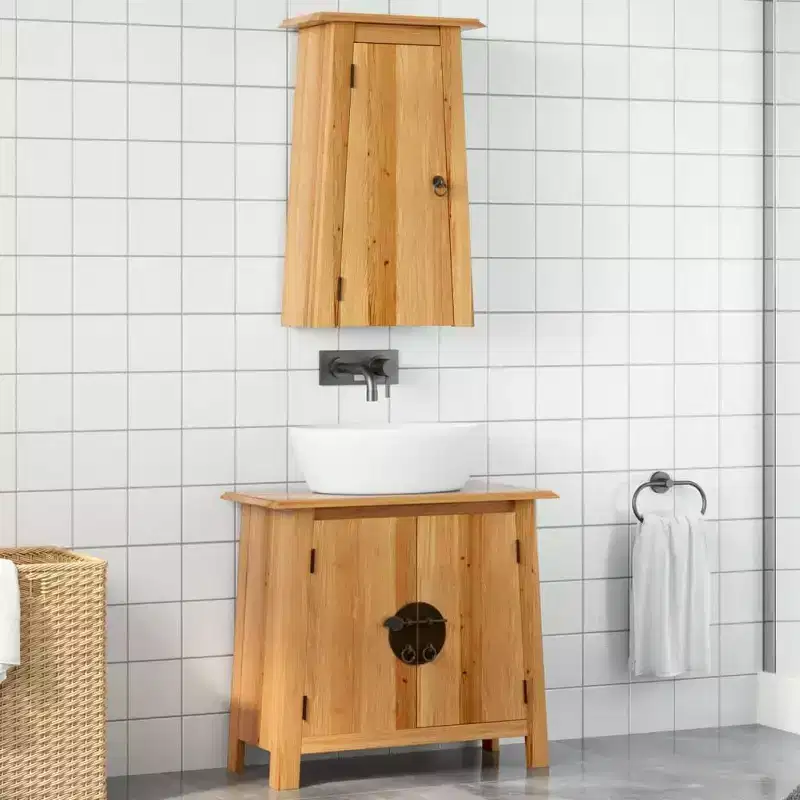 Bathroom Furniture Set Wood Solid Pine Wood Medium