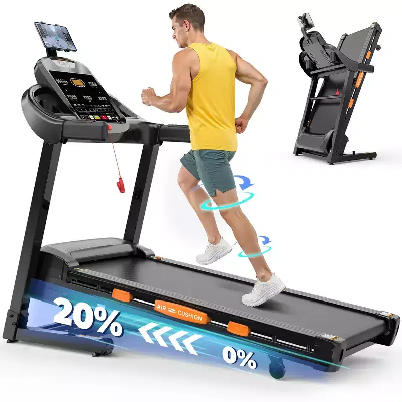 5.0HP Treadmill with 20% Incline, 400LB Capacity Folding Running Machine for Home, 12MPH Max Speed, 105 Programs, Shock Absorption