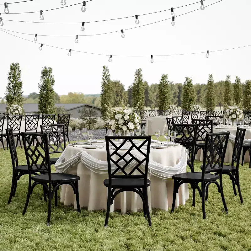 Commercial-grade solid wood stackable dining chairs with exquisite backrest design