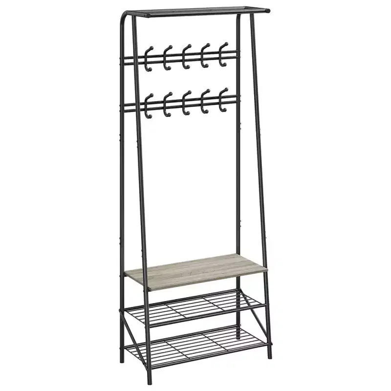 Coat Rack Shoe Bench with 5 /6 /10 Hooks