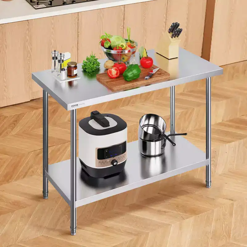 Stainless Steel Prep Table 24''x48''x34'' with Adjustable Shelves