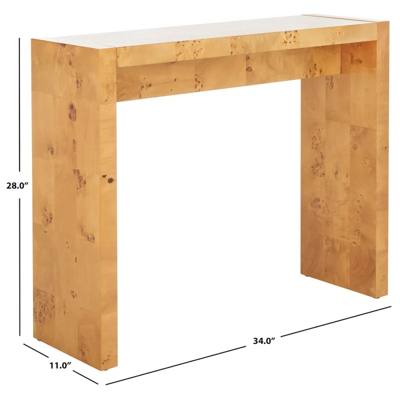 Natural Burl Wood Console Table for 1, 34