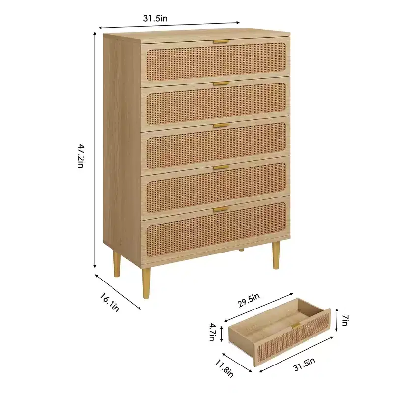 5 Drawer Dressers for Bedroom, Tall Dresser with Deep Drawers, Large Chest of Drawers for Closet with Wide Top