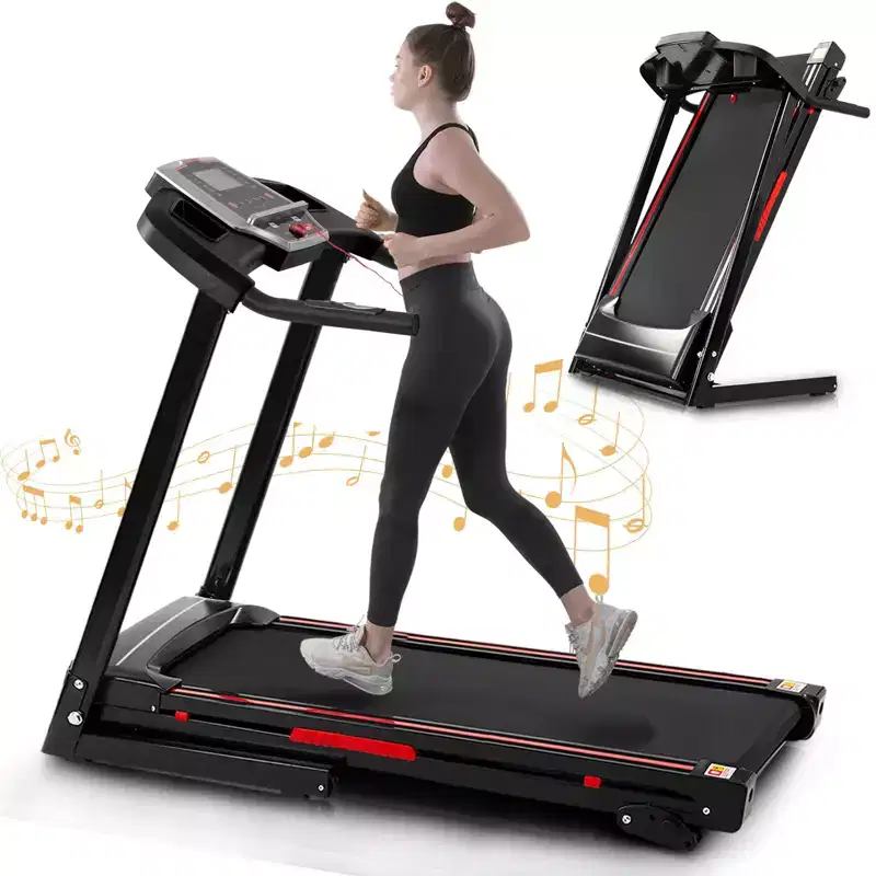 NAYSAYE Foldable Incline Treadmill, Portable Running Walking Jogging Machine with 12 Training Programs for Home Indoor Workout, Black, 50*26.4*46.5