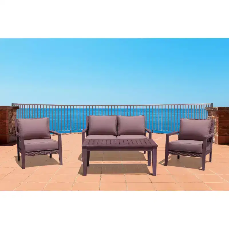 Courtyard Casual Bridgeport II 4 pc Loveseat Group Includes: One Loveseat, One Coffee Table and Two Club Chairs