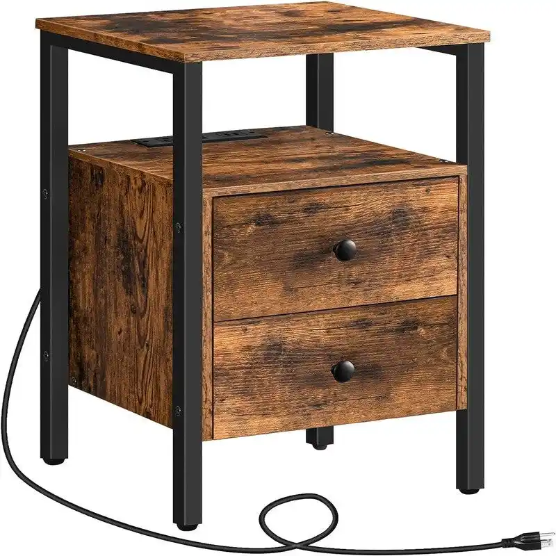 Bedside Table with Charging Station