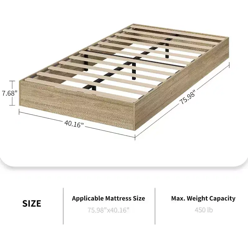 Whizmax Wood Platform Bed Frame,Wooden Bed Frame Without Headboard, Wood Slat Support,No Box Spring Needed, Easy Assembly
