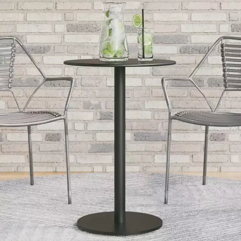 vidaXL Patio Table Round Black 19.7x28.3 Steel