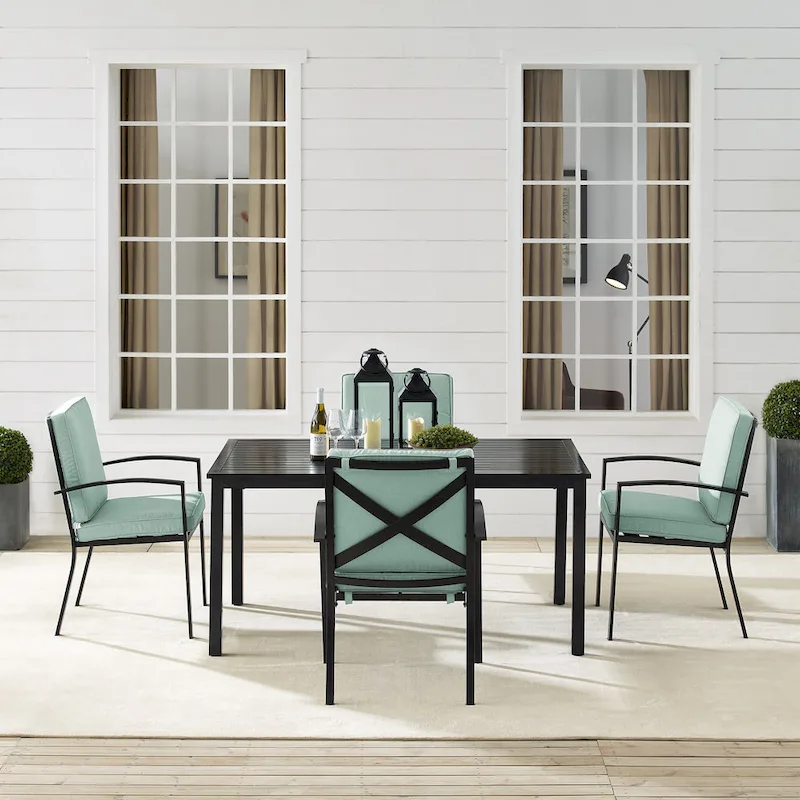 Crosley Kaplan 5-piece Oil-rubbed Bronze Green Cushions Outdoor Dining Set - 122W x 99D x 37H