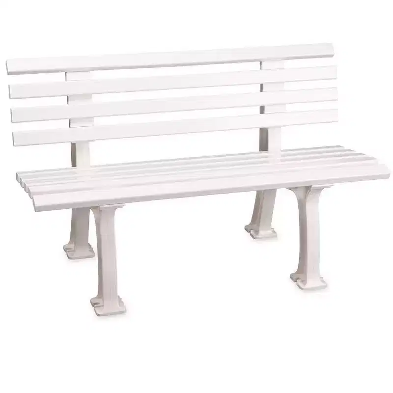 Plow & Hearth Weatherproof German PVC Outdoor Bench | Holds Up to 500 lbs | Garden Patio Porch Park Deck | Steel and Resin | White