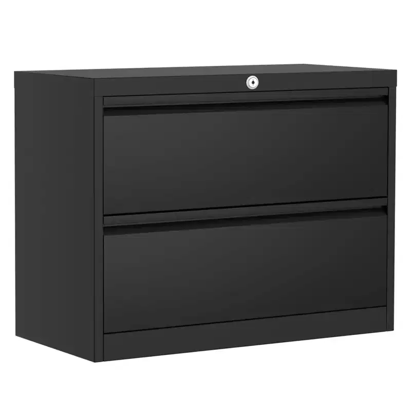 39.4x19.7x8.1 2-Drawer Lateral File Cabinet - Black Heavy-Duty Metal Storage with Lock for Letter/Legal Documents (Home/Office Use)