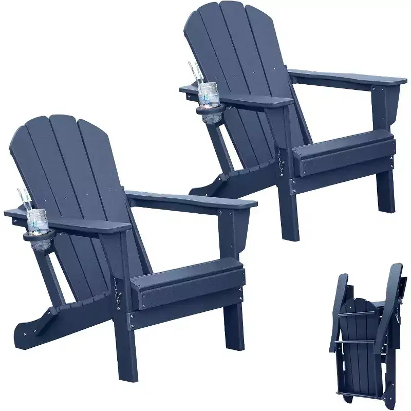 GDFStudio Olin Outdoor Folding HDPE Adirondack Chairs (Set of 2)