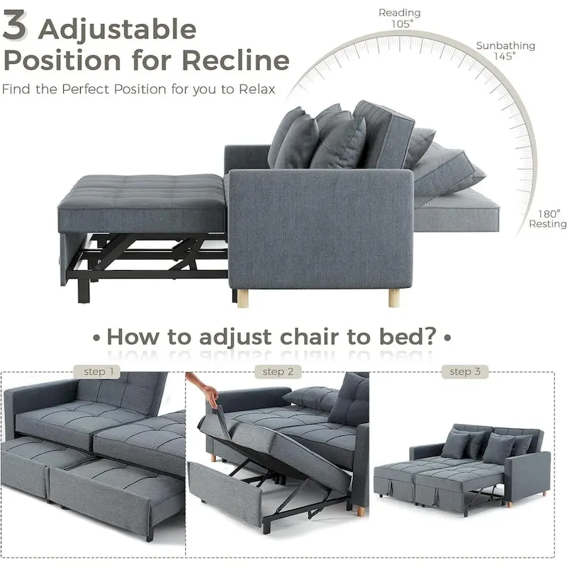 AECOJOY 3-in-1 Sofa Bed Double Sleeper Chair Bed