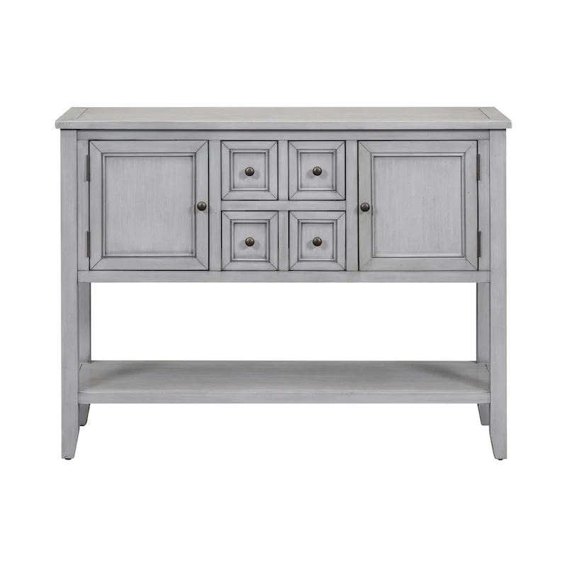 Retro Sideboard Console Table with Drawers and Bottom Shelf