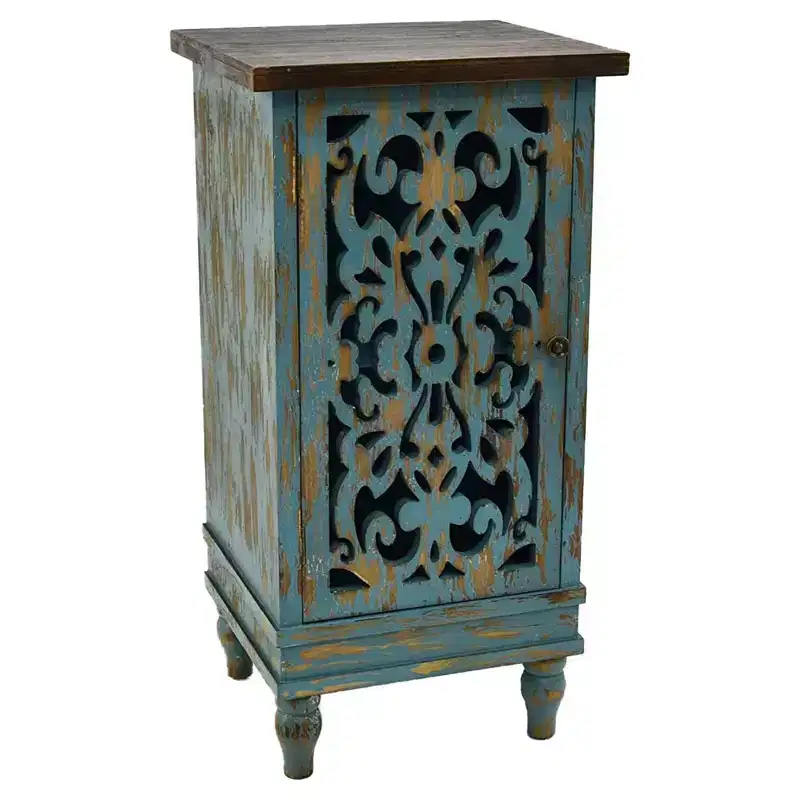 Rustic Wooden End Table with Dual Storage Shelf, Rectangle Side Table for Living Room