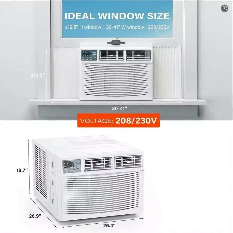 23,200 BTU Smart Window AC Heat Pump - 7-in-1 White Unit (1 Pack) for Large Rooms up to 950 Sq.Ft | WiFi/Alexa Enabled, 208/230V