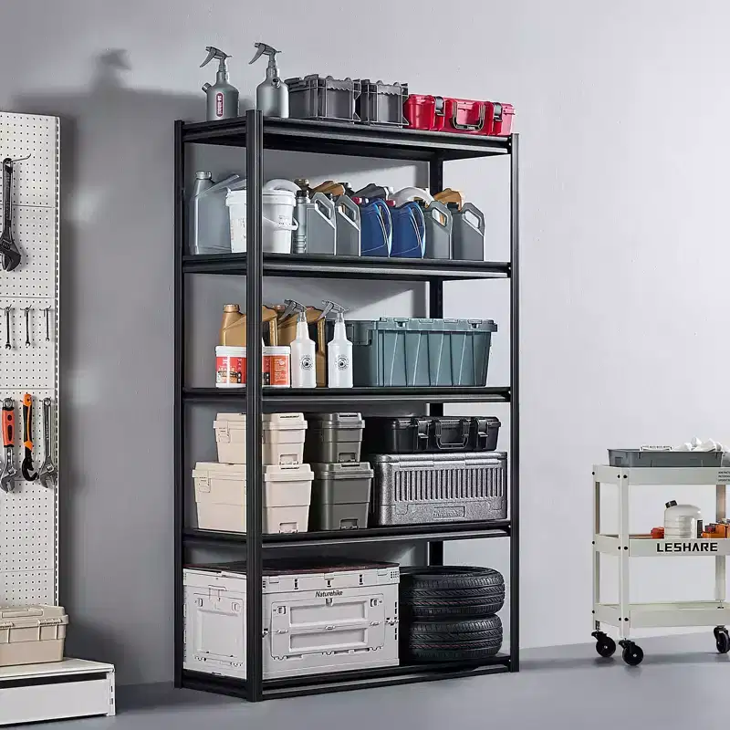 VEVOR Storage Shelves, 3000lbs, 5Tier Garage Storage Shelving, 18 Dx48 Wx78 H Adjustable Metal Shelves for Garage Shelves Utility Rack Shelf,Black