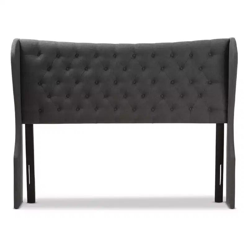Cadence Modern and Contemporary Fabric Button - Tufted Winged Headboard - Baxton Studio