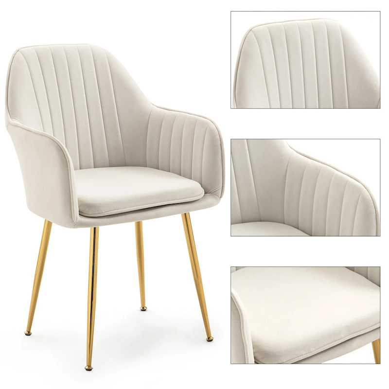 AVAWING Upholstered Velvet Dining Chairs Accent Arm Chairs Set of 4