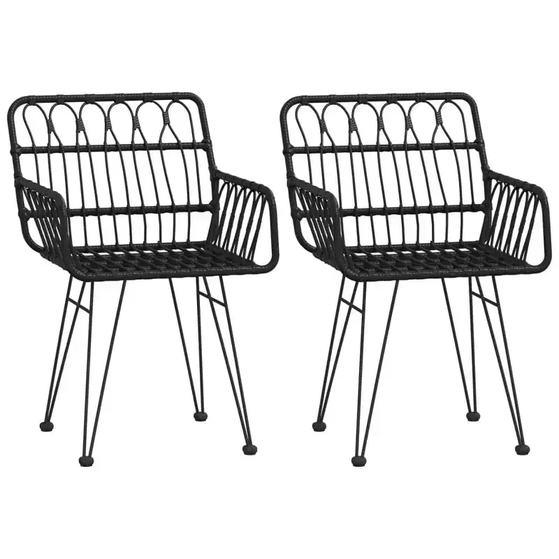 vidaXL Garden Chairs Set of 2 with Armrests, PE Rattan