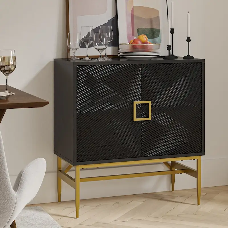34-Inch Tall 2-Door Modern Accent Cabinet with Adjustable Shelves | Storage Cabinet