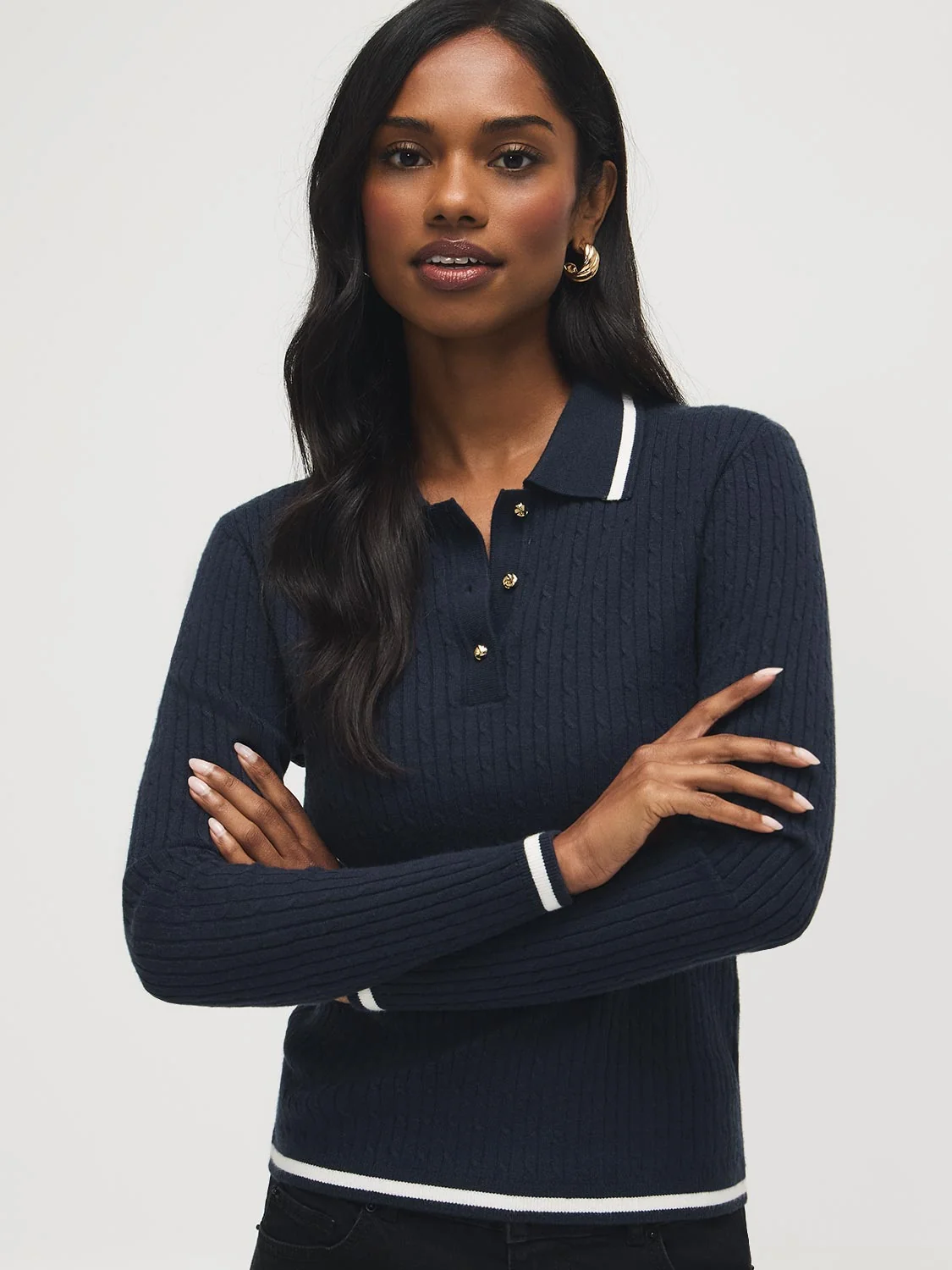 Johnny Collar Cable Knit Sweater