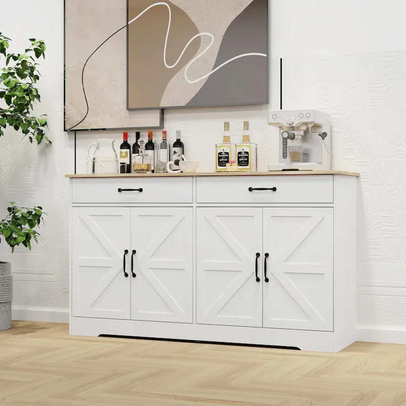 55.91 Large Farmhouse Buffet Cabinet Storage Sideboard