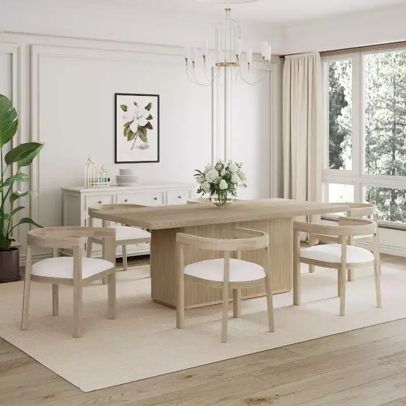 Christopher Knight Home Jasmine Contemporary 7pc Dining Set with Rubberwood Upholstered Chairs Natural/Beige