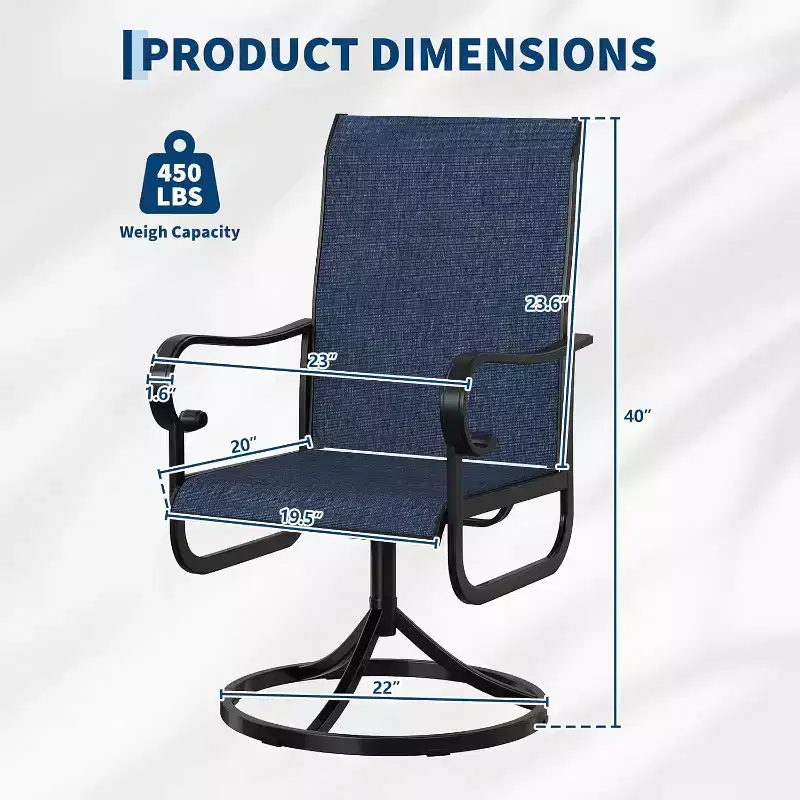 Set of 2 Outdoor 360° Swivel Rocking Dining Chairs – High Back, All-Weather Textilene, Patio & Deck