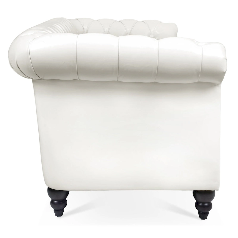 Classically Elegant 84.65 Three-Seater Rolled Arm Chesterfield Sofa in PU Leather - Sturdy Birch Legs, Soft Upholstery