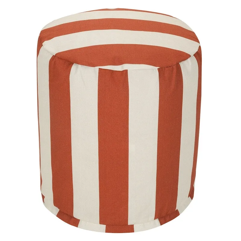 Vertical Stripe Indoor/Outdoor Ottoman Pouf – Water & Stain Resistant, 16x16x17