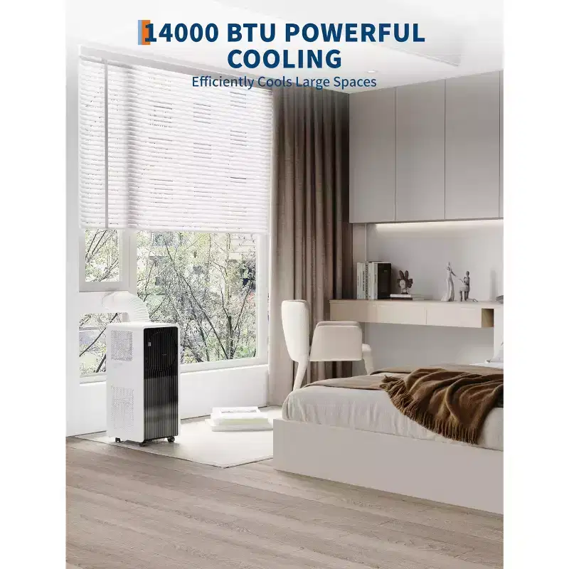 14,000 BTU 3-in-1 Portable Air Conditioner - White/Black, Cools 750 Sq.Ft, Ultra Quiet, Includes Remote for Bedroom/Living Room/Office