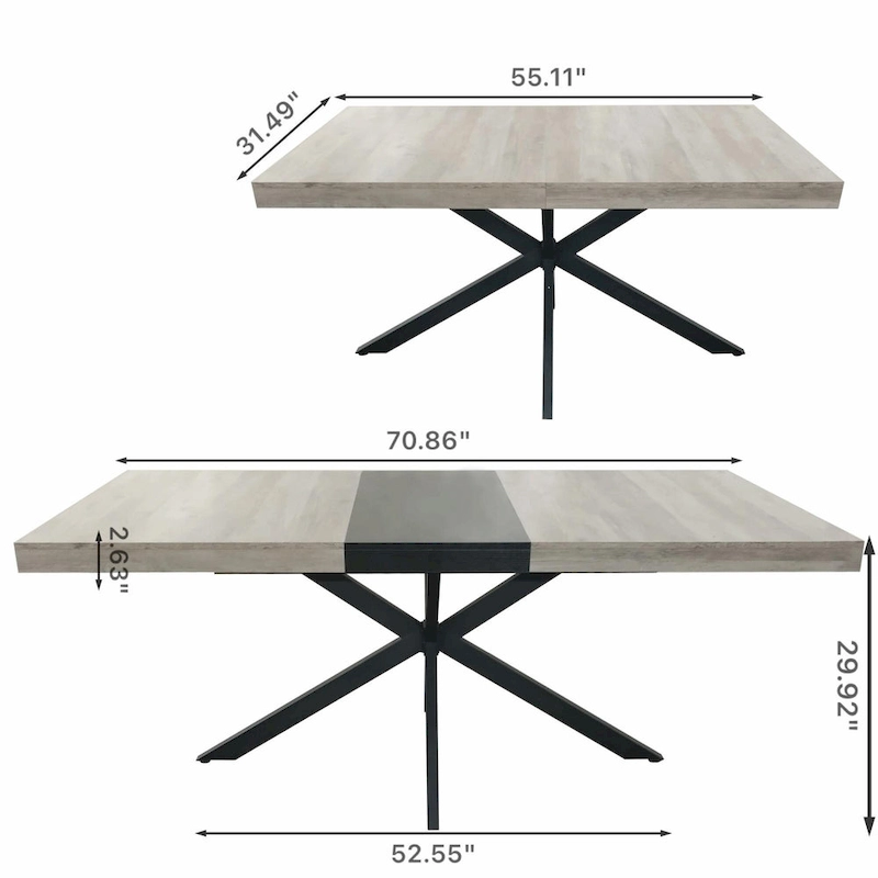 Retro Rectangular Dining Table with Carole Top and Black Embossed Center Plate