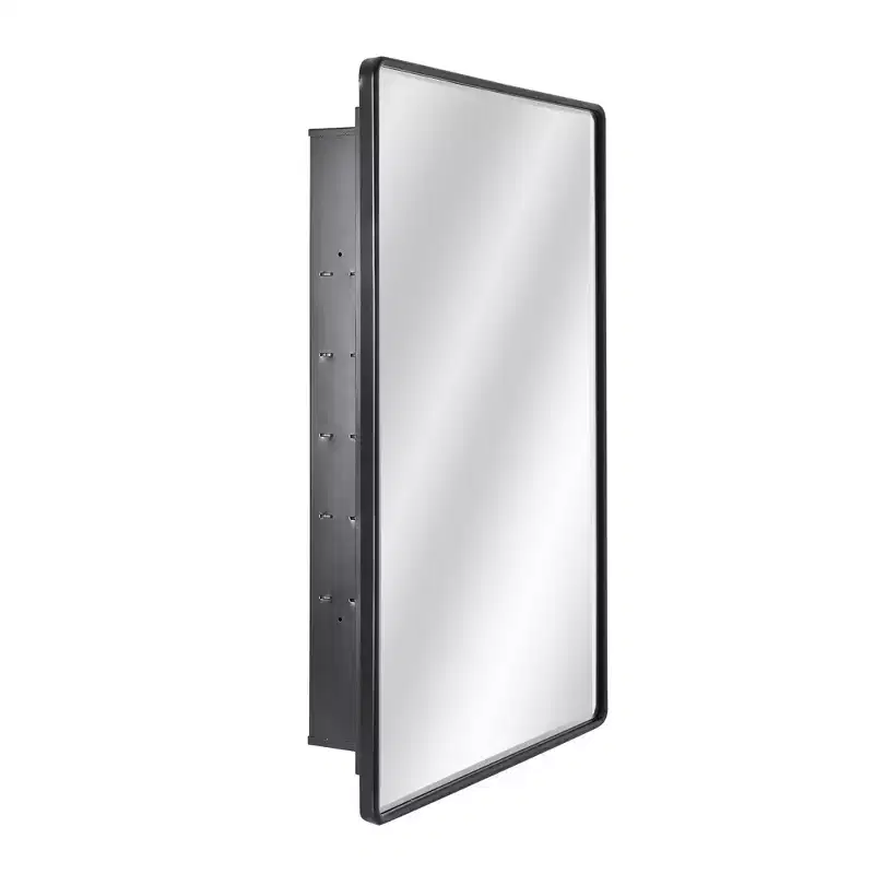 Head West 21"x34" Black Metal Wall Mount Storage Organizer with Glass Shelves