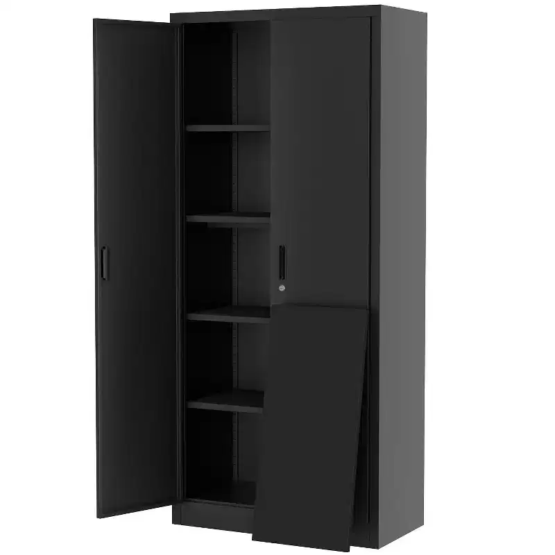 71 Tall Metal Storage Cabinet with Doors & 4 Adjustable Shelves,Heavy Duty Lockable Cabinet