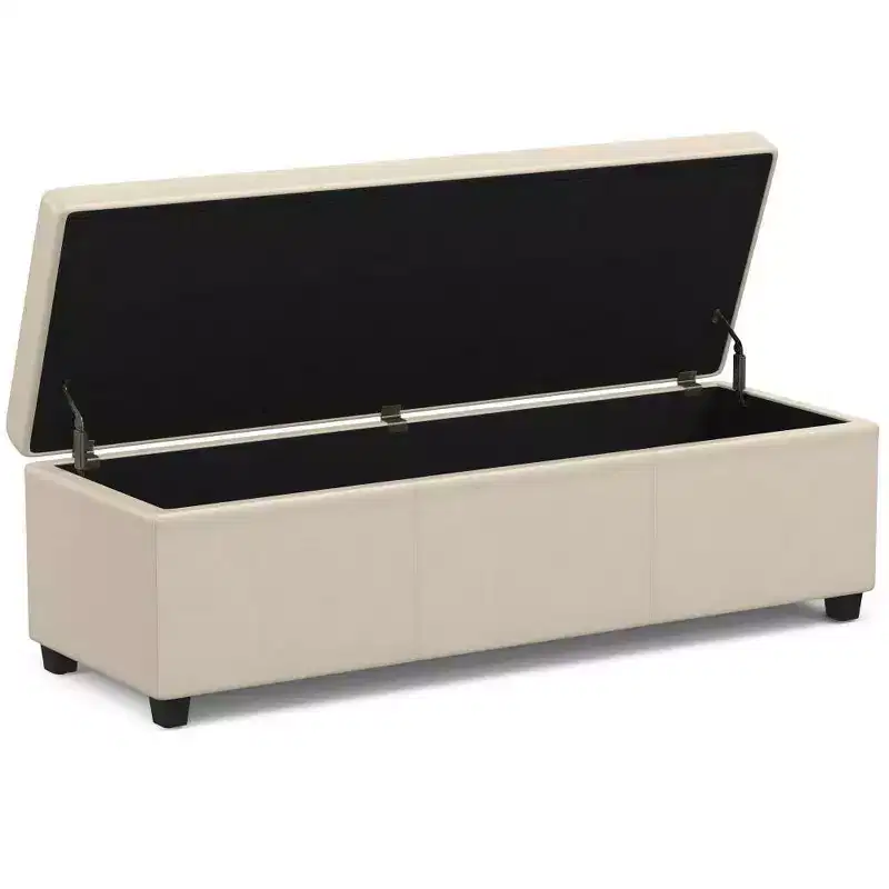 Extra Large Storage Ottoman Bench | Satin Cream | 54