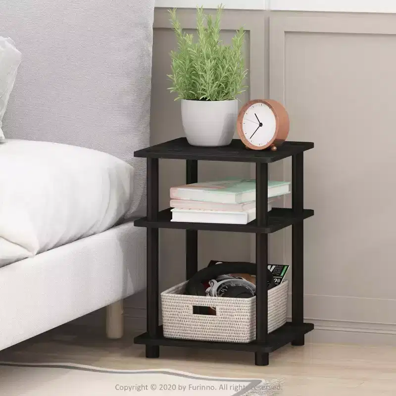 3-Tier Easy Assembly Multipurpose Shelf Dispaly Open Shelves Sofa Side End Table Nightstand for Living Room&Bedroom