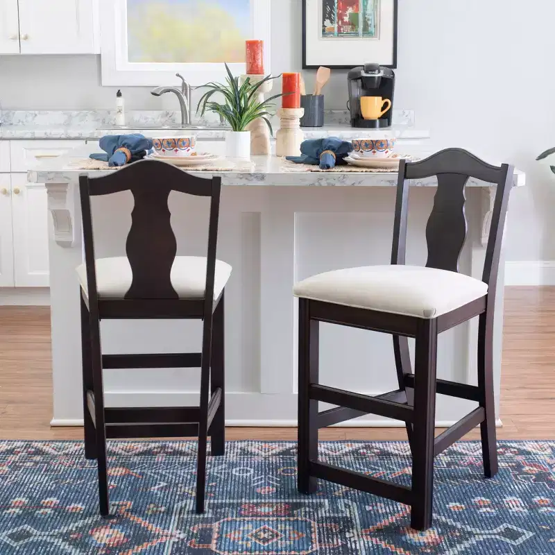 Linon Set of 2 24" Jandee Counter Height Barstool Dark Brown