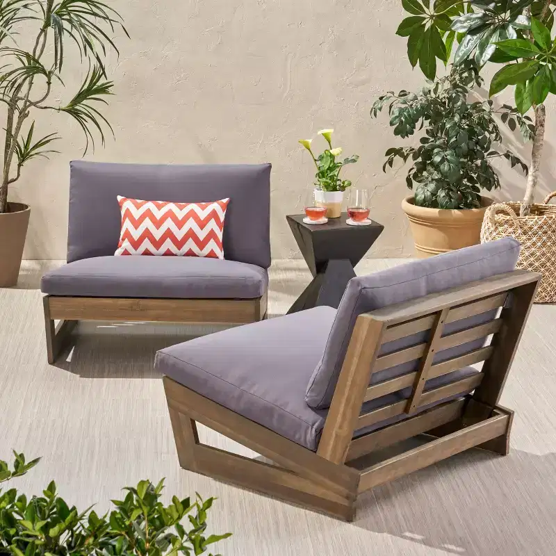 Christopher Knight Home Sherwood Outdoor Acacia Wood Club Chairs with Cushions (Set of 2)