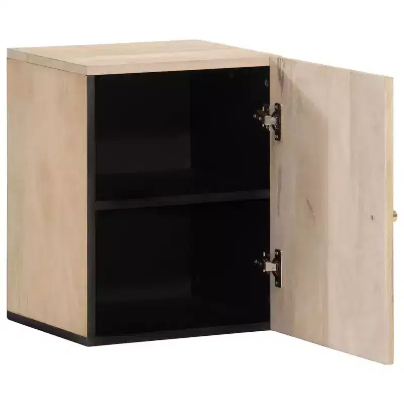 Solid Mango Wood Bathroom Wall Cabinet - Bleached Natural Finish