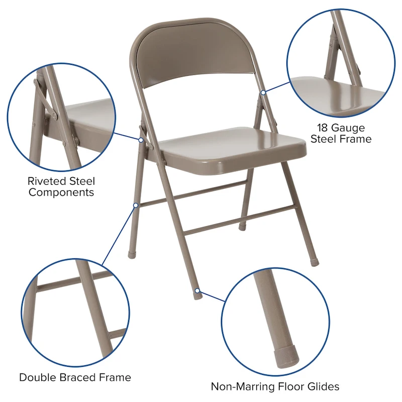4 Pack Double Braced Metal Folding Chair